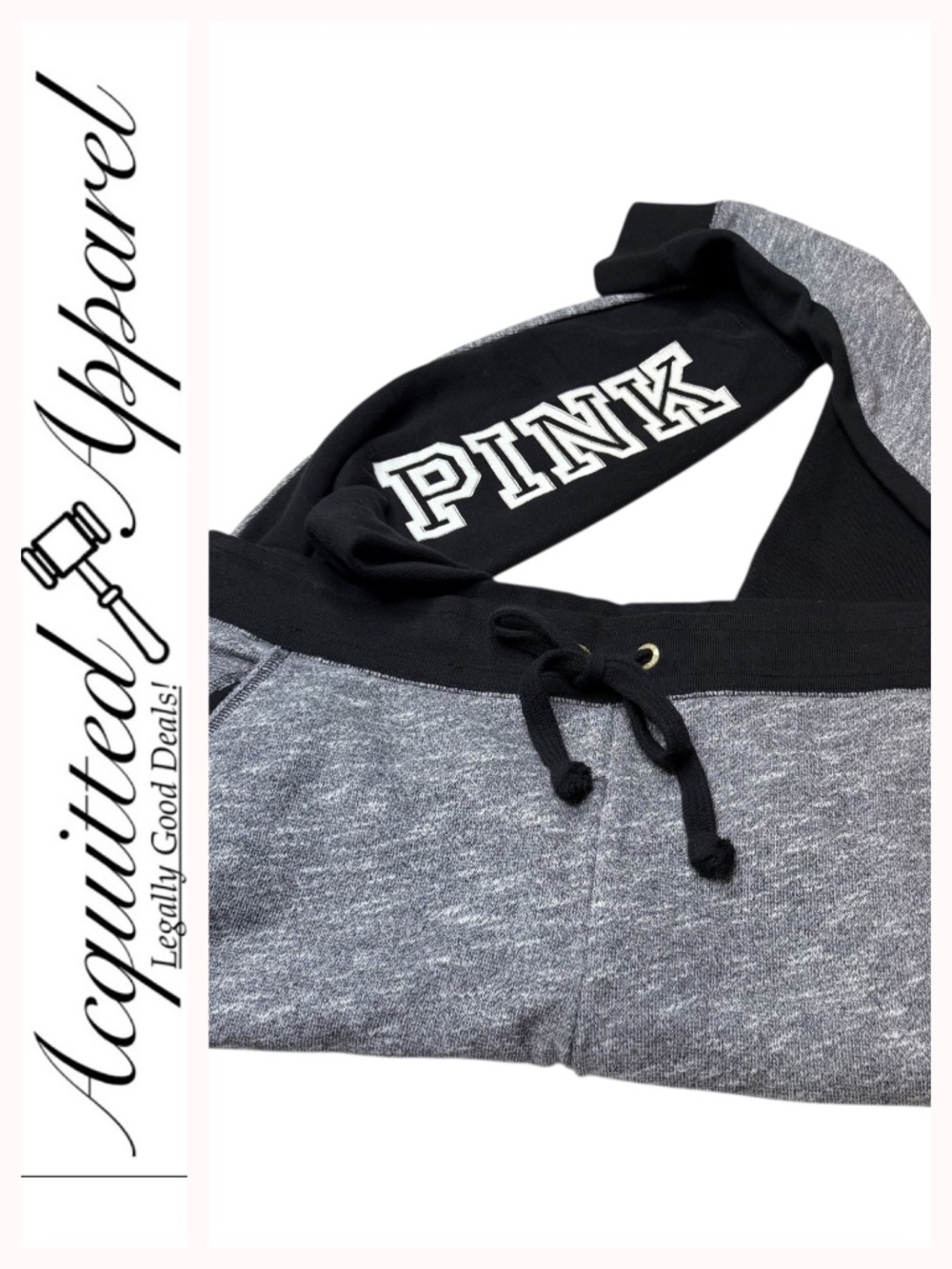 PINK Victoria's Secret Black Gray Two Tone Athletic Pants